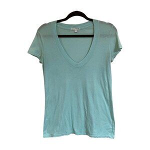 James Perse Light Green V-Neck Short Sleeve Tee